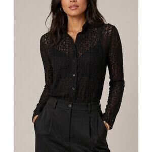 FUZZI Jean Paul Gaultier Eyelet Lace Button-Up Top M Black Gothic Quiet Luxury